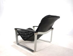 Asko Pulkka leather lounge chair by Ilmari Lappalainen, 1960