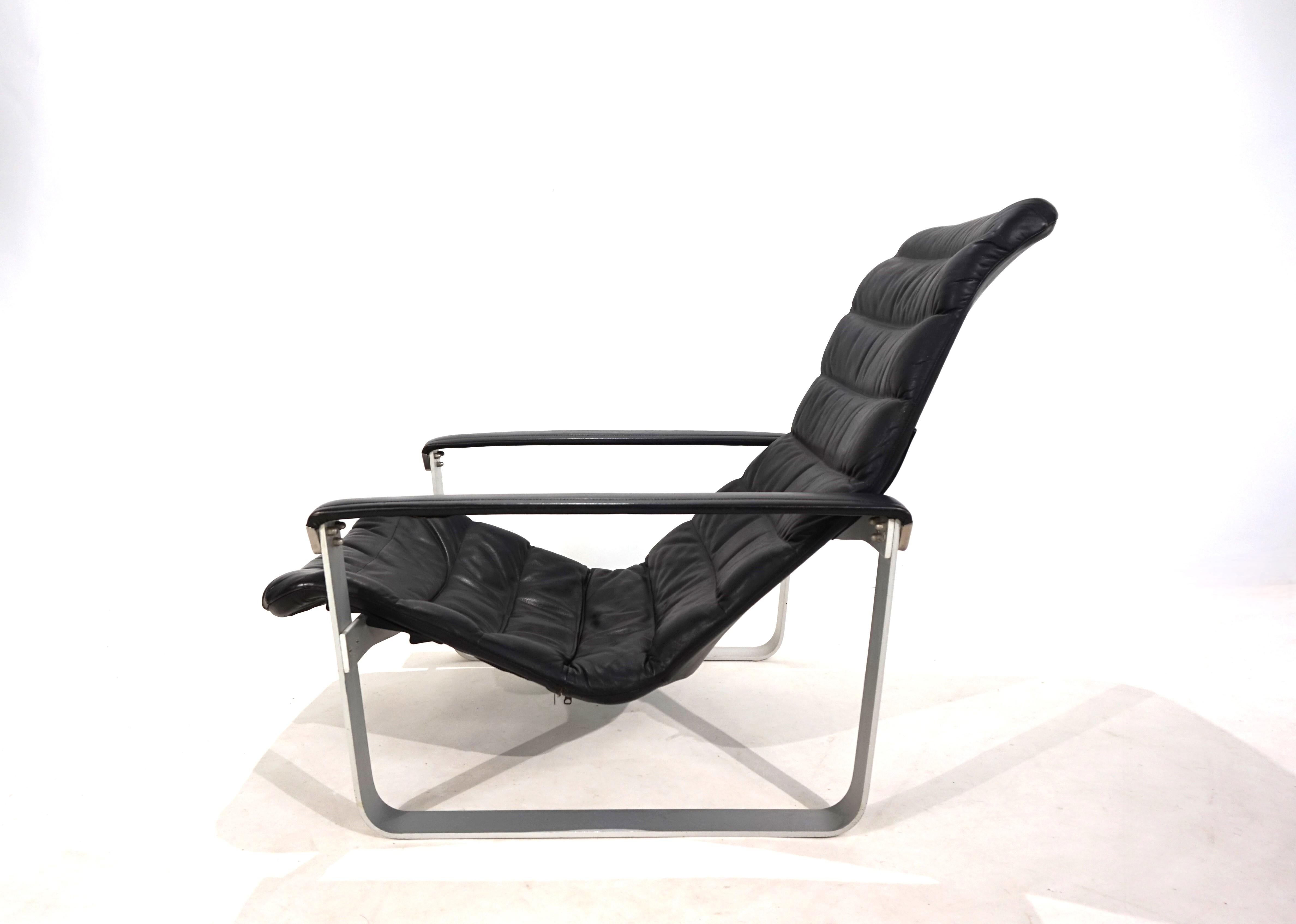 Sillón de cuero Asko Pulkka de Ilmari Lappalainen, 1960 Finlandés en venta
