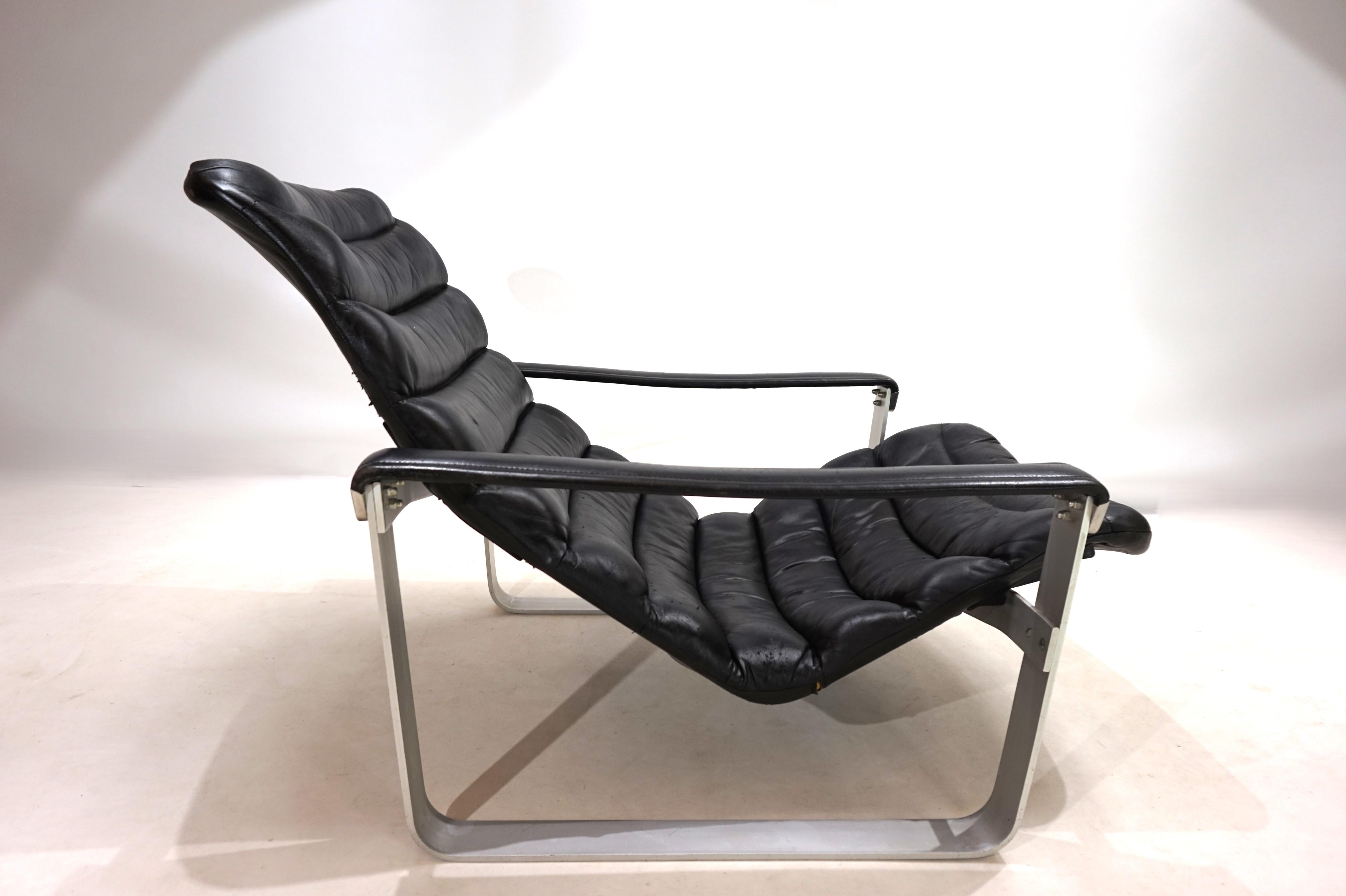 Asko Pulkka Sessel aus Leder von Ilmari Lappalainen, 1960 (Aluminium)