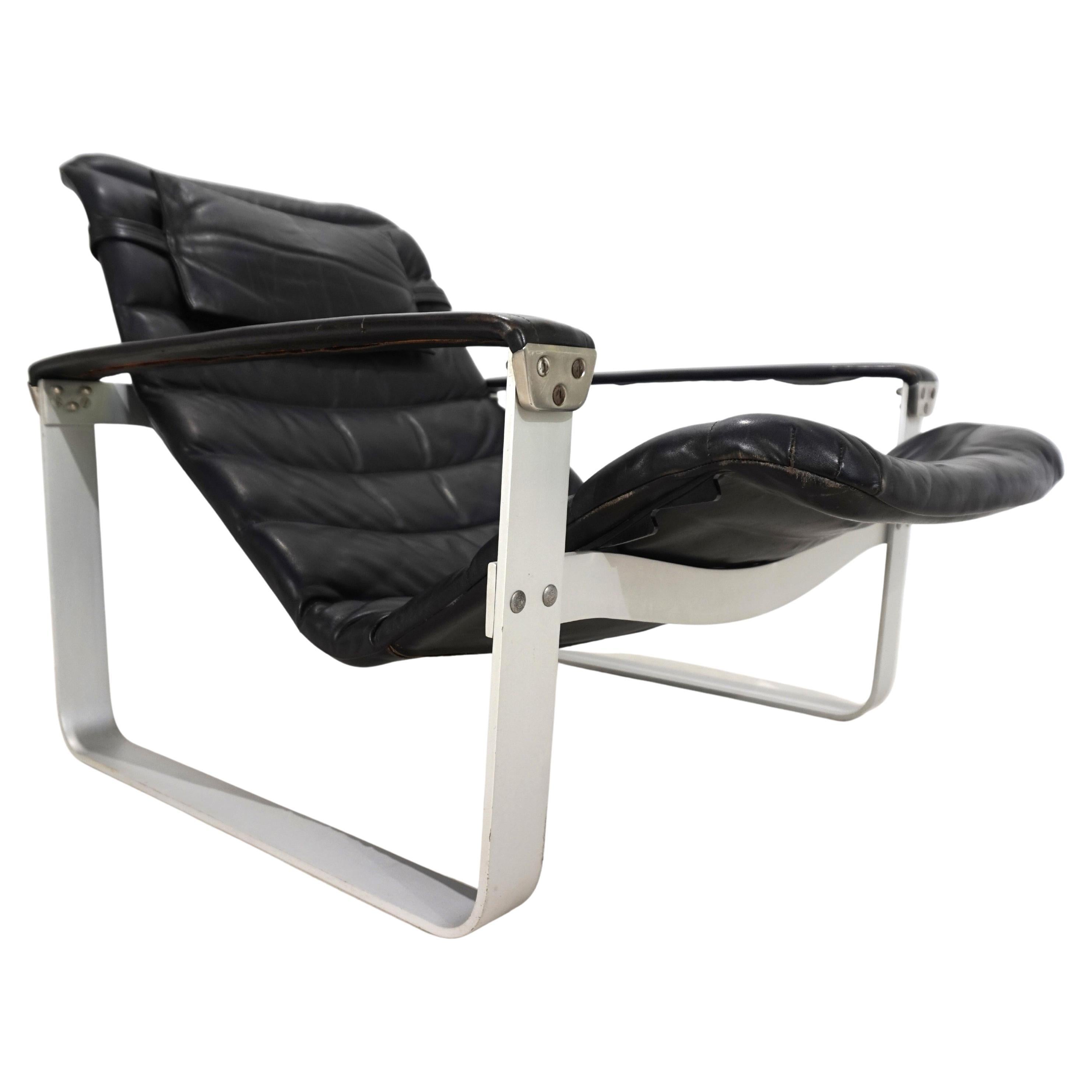 Sillón de cuero Asko Pulkka de Ilmari Lappalainen, 1960 en venta