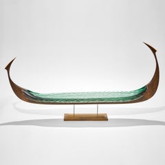 Askr, Unique Green Glass & Oak Unique Sculpture by Backhaus & Brown and Egeværk