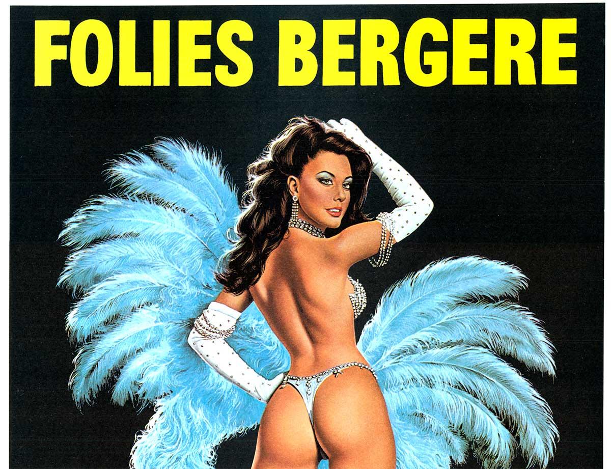 Poster originale delle Folies Berger Folies de Paris, cabaret d'epoca, showgirl semi-nuda - Print di Aslan (Alain Gourdon dit Aslan)