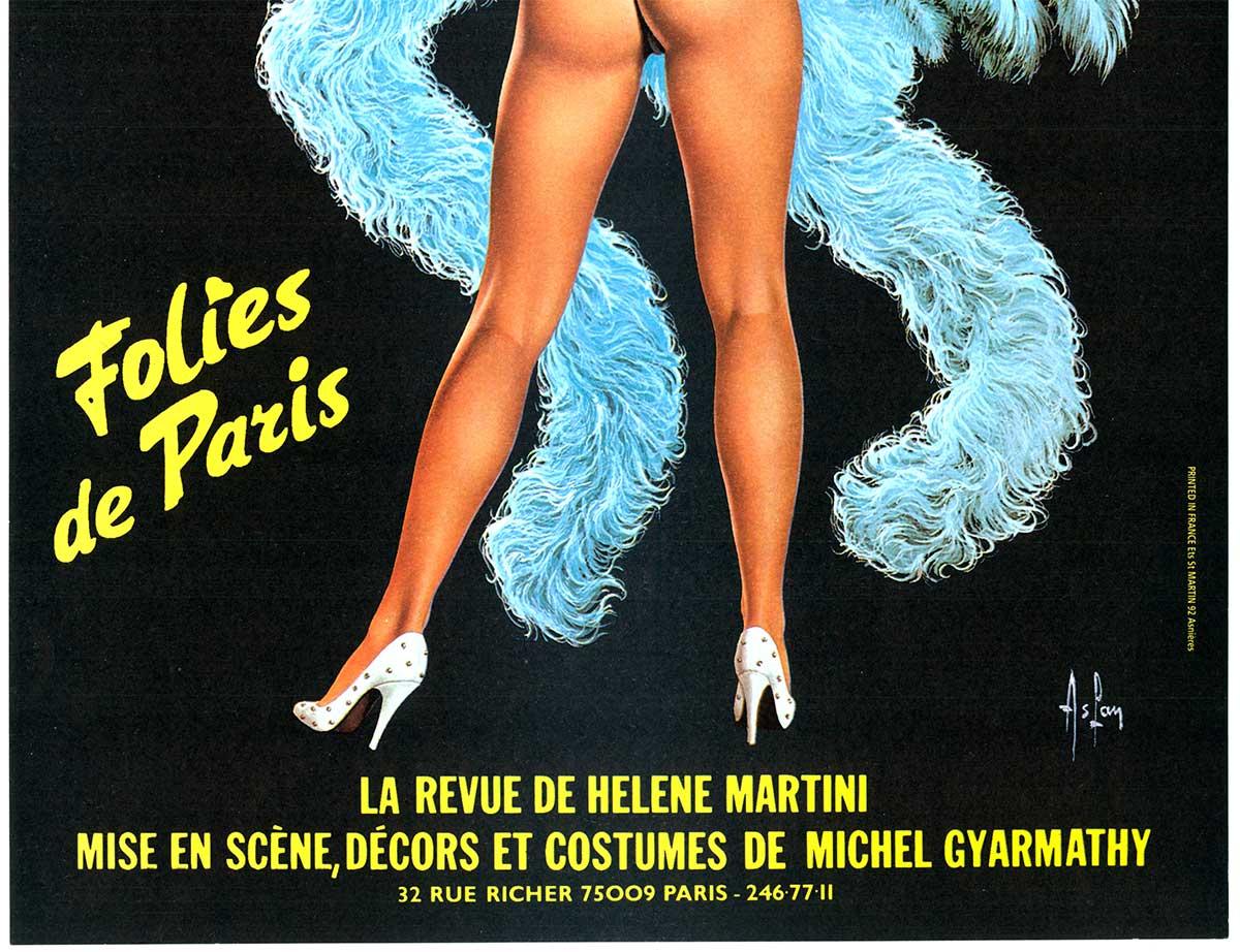 Poster originale delle Folies Berger Folies de Paris, cabaret d'epoca, showgirl semi-nuda - Nude Print Nero di Aslan (Alain Gourdon dit Aslan)