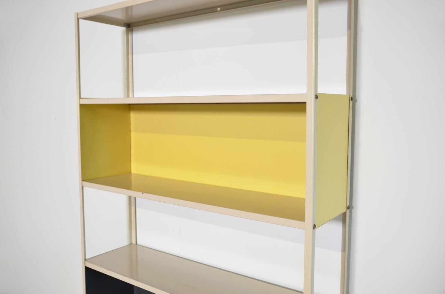 Lacquered Asmeta Wall System in yellow and grey by Dutch designer Friso Kramer