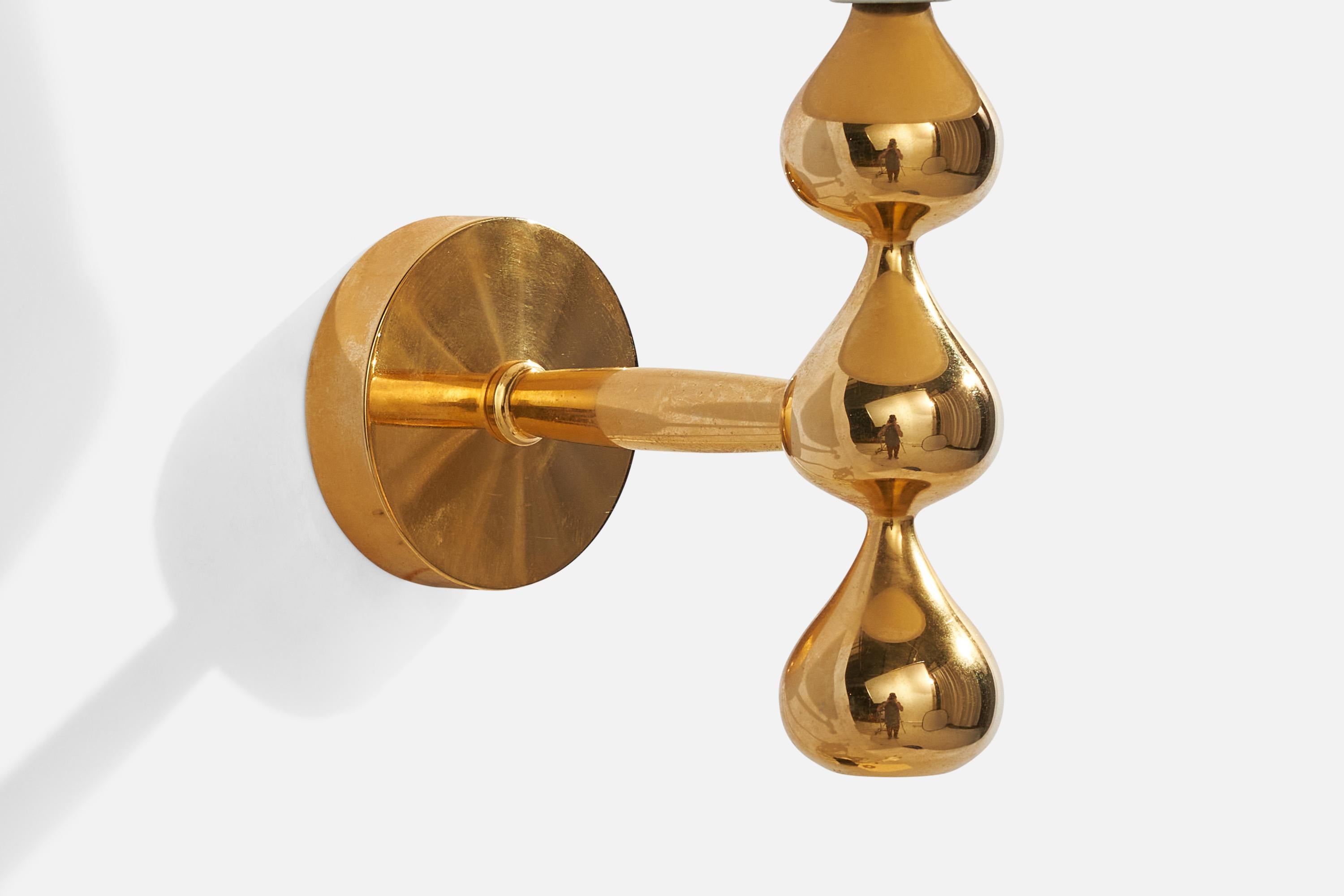 Late 20th Century Asmussen Design, Wall Light, Gold-Plated Metal, Fabric, Denmark, 1980s For Sale