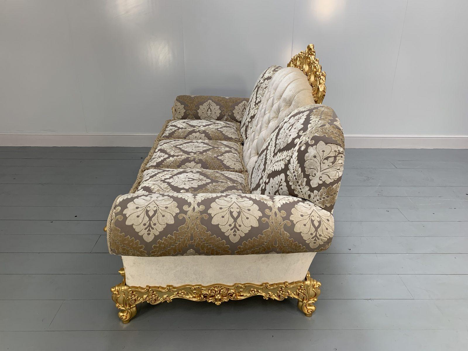 Asnaghi Baroque Rococo Sofa & 2 Armchair Suite in Silk Damask and Gilt 2