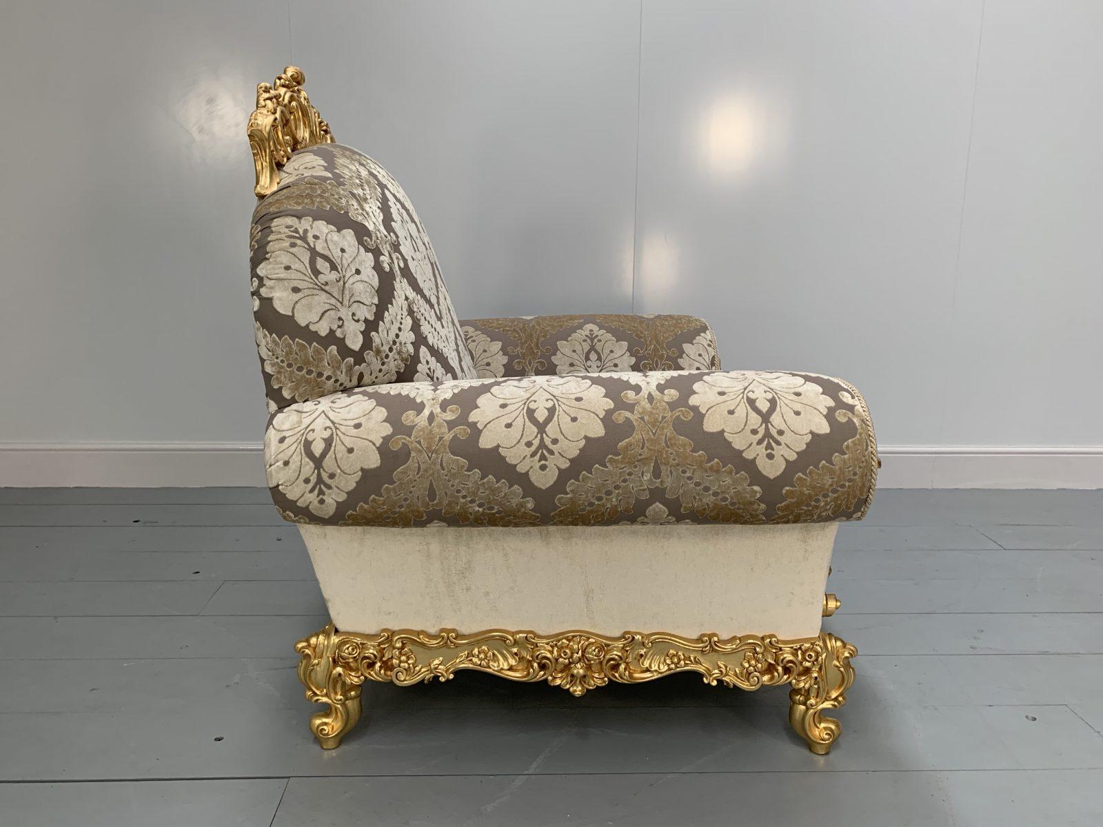 Asnaghi Baroque Rococo Sofa & 2 Armchair Suite in Silk Damask and Gilt 5