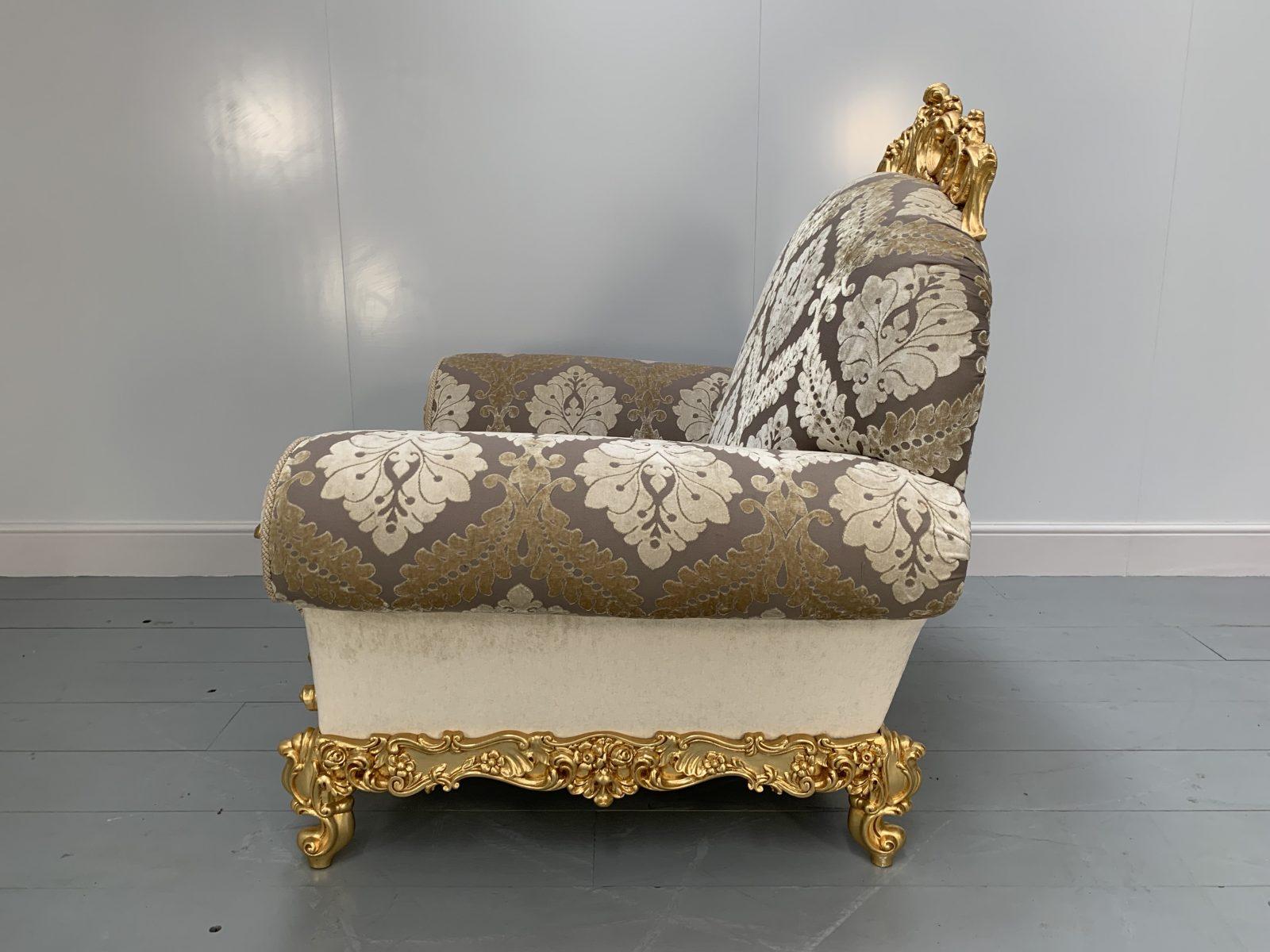 Asnaghi Baroque Rococo Sofa & 2 Armchair Suite in Silk Damask and Gilt 6