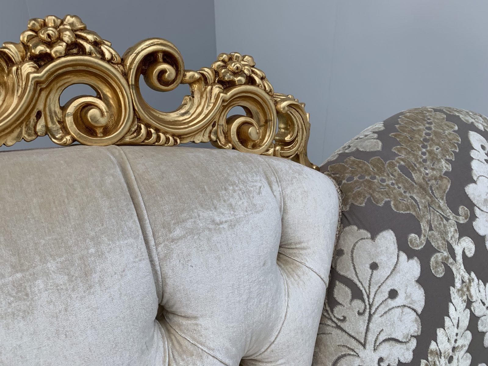 Asnaghi Baroque Rococo Sofa & 2 Armchair Suite in Silk Damask and Gilt 8