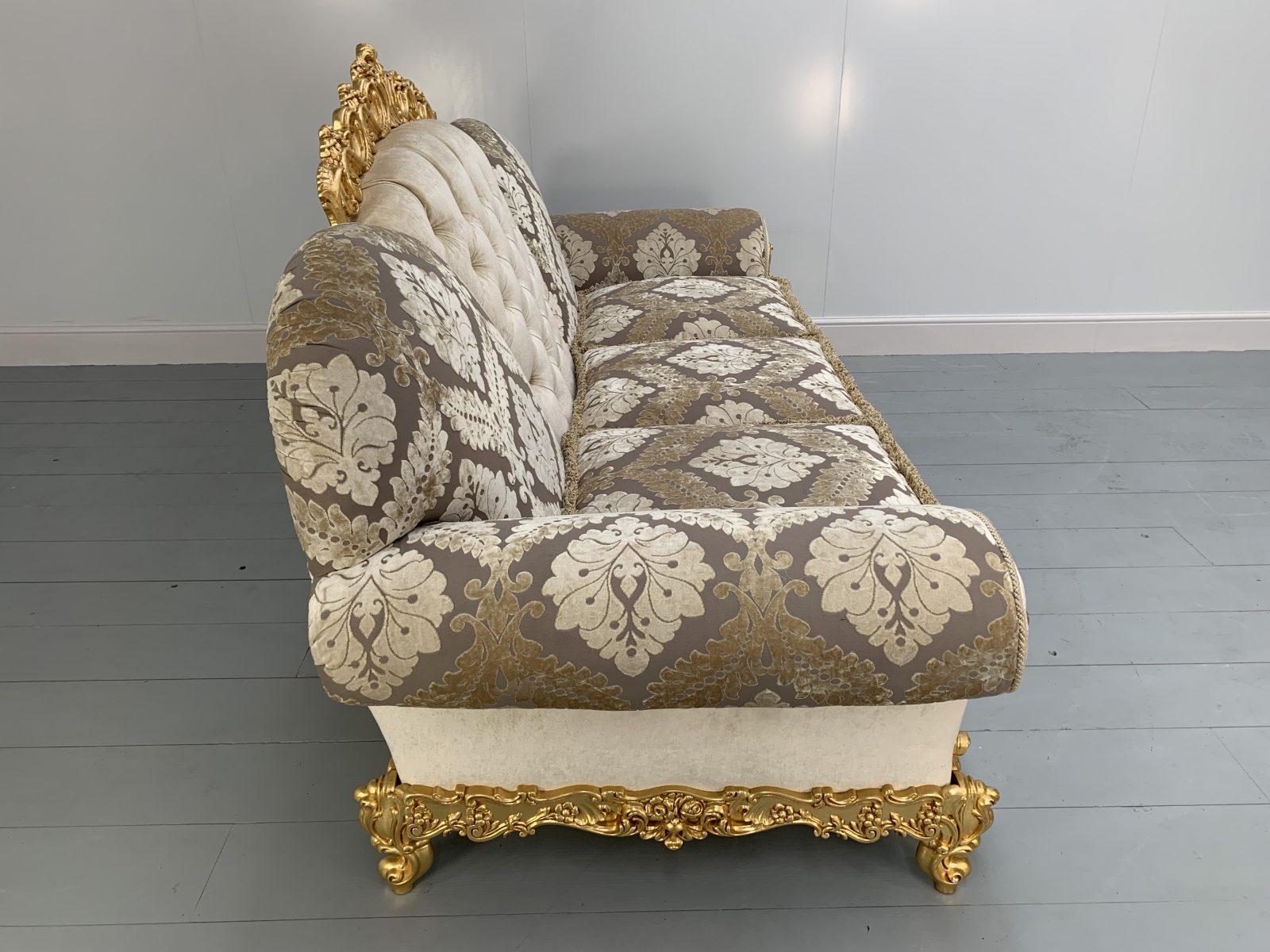 Asnaghi Baroque Rococo Sofa & 2 Armchair Suite in Silk Damask and Gilt 1