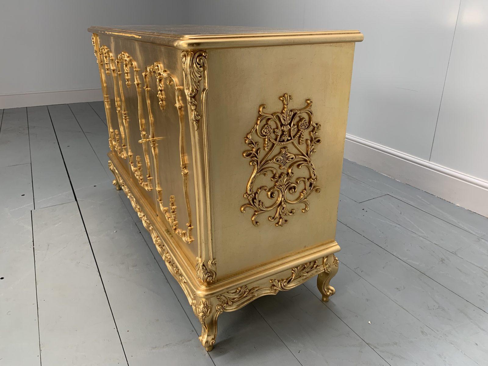 Italian Asnaghi Cabinet Commode Console Sideboard in Gilt Gold For Sale