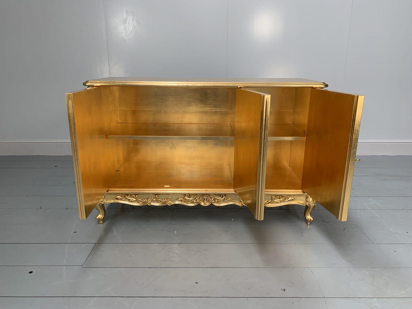 Wood Asnaghi Cabinet Commode Console Sideboard in Gilt Gold For Sale