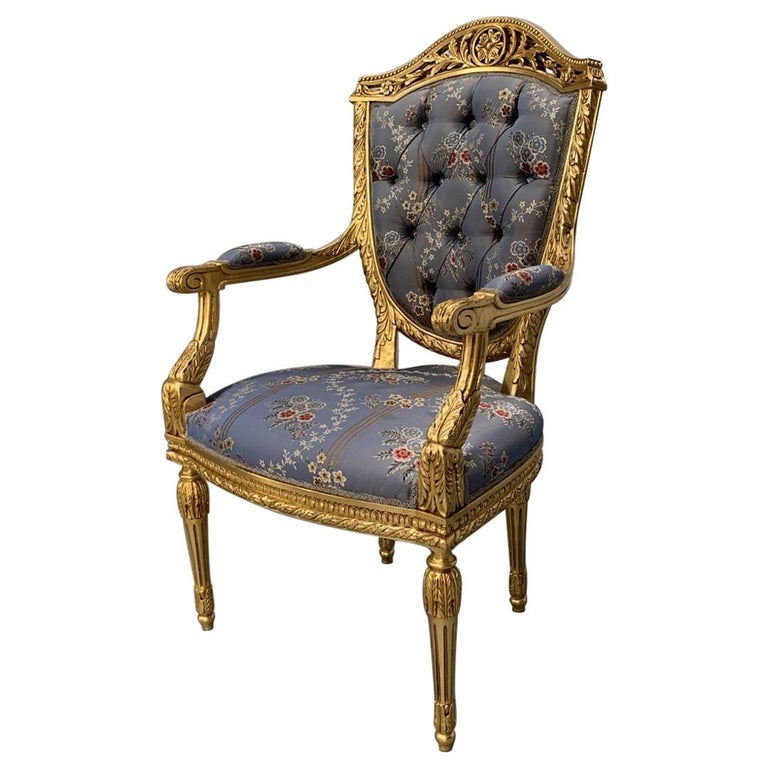 Asnaghi Fauteuil Baroque Armchair in Silk Gilt For Sale at 1stDibs | rococo fauteuil, baroque fauteuil, fauteuil rococo