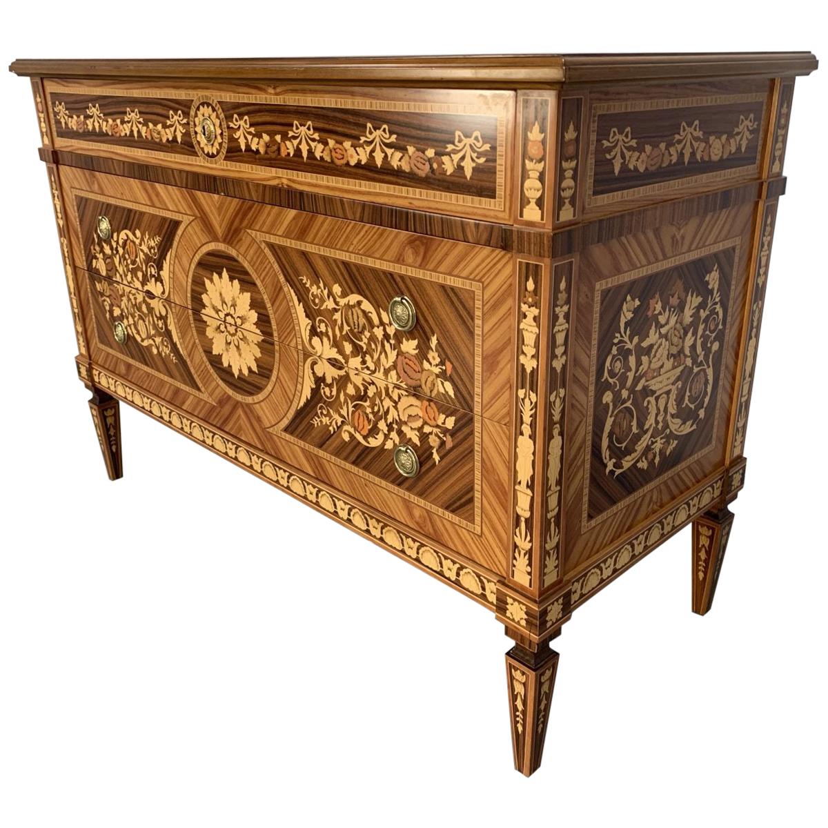 Asnaghi Inlaid Marquetry Cabinet Commode Chest of Drawers For Sale