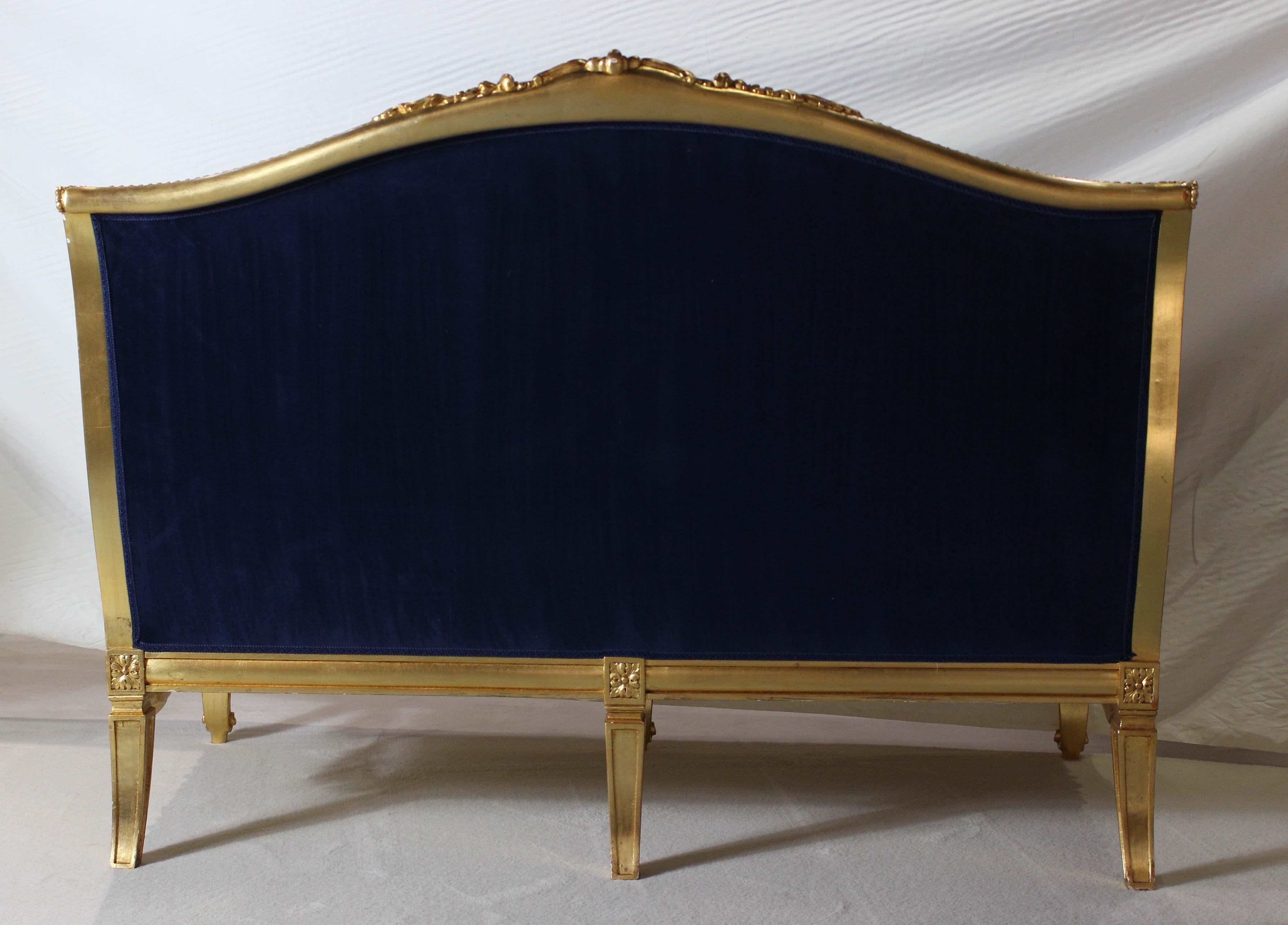 Asnaghi Suite of 2 Settee and 2 Chairs, Upholstered Royal Blue Velvet For Sale 14