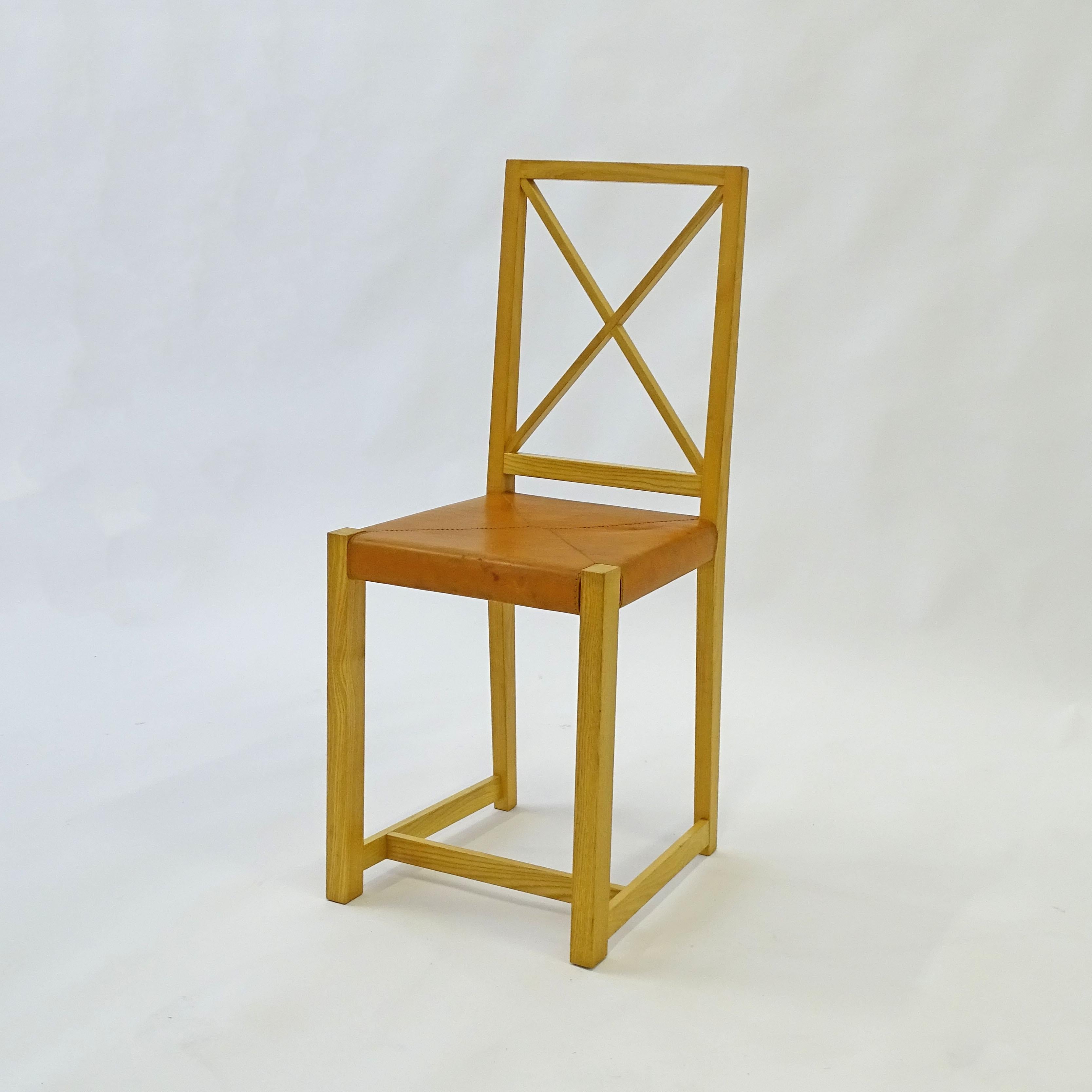 Bauhaus Chaise unique Asnago & Vender en bois et cuir fabriquée par Flexform en vente