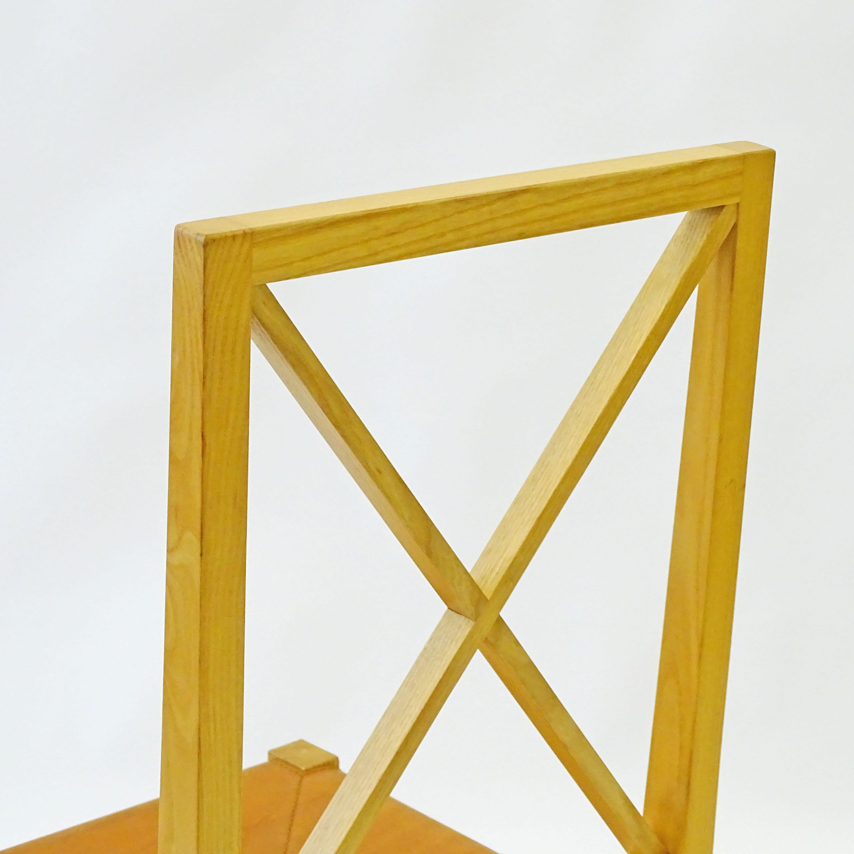 Chaise unique Asnago & Vender en bois et cuir fabriquée par Flexform Bon état - En vente à Milan, IT