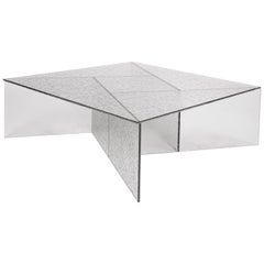 Aspa Table Big, European, Minimalist, Grey, Glass, 20th Century