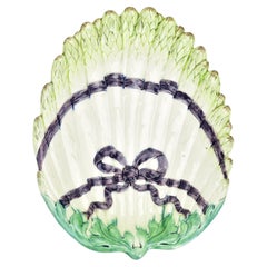 Antique Asparagus Serving Dish Plate Majolica Art Nouveau Glazed Pottery Ceramic 