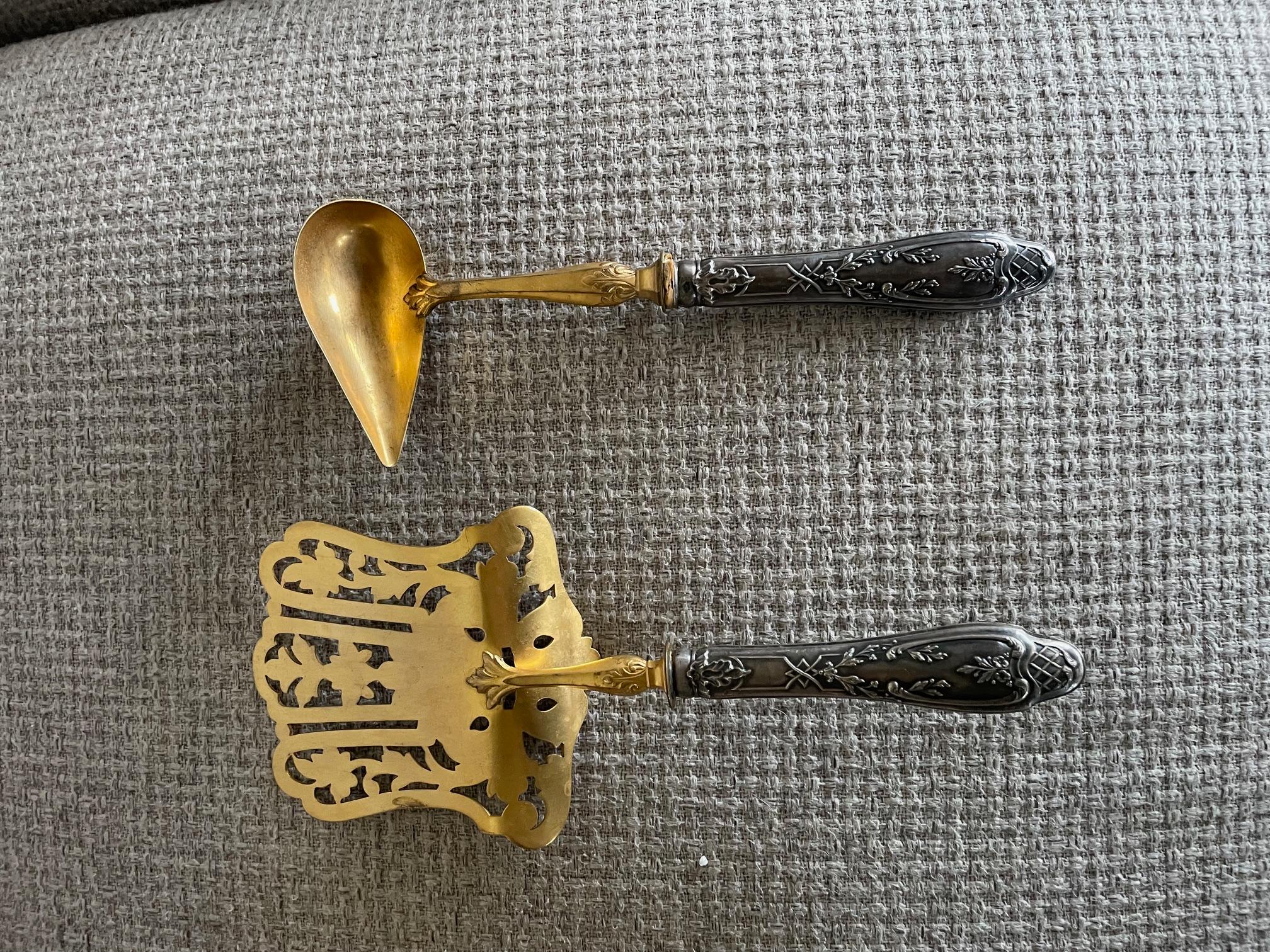 Art nouveau Service de pelles à asperges. en vente
