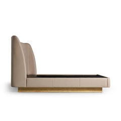 Aspen Bed - Leather Upholstered Bed with Wood Base (Queen)