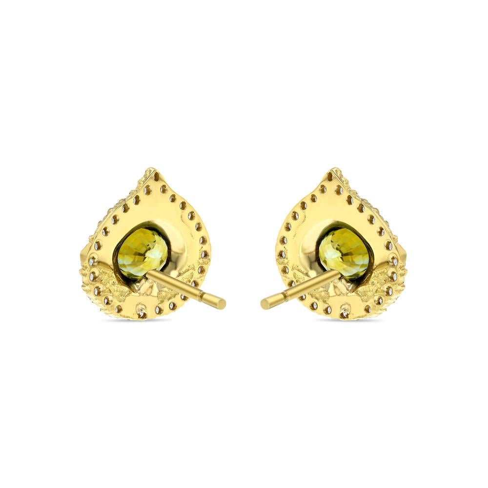 Blattgold-Ohrringe mit Peridot aus Aspenblatt für Damen oder Herren im Angebot