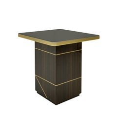 Aspen Side Table in Walnut and Smoke Brass Details
