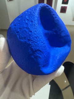 Yves Klein Blue Shimmering Round Miniature Sculpture, Present Box, Certificate