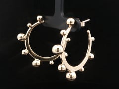 Aspery & Guldag 14k Yellow Gold Polished Hoop Earrings w/ Bead Ball on Front
