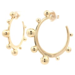Aspery 
Guldag 14k Yellow Gold Polished Hoop Earrings w/ Bead Ball on Front