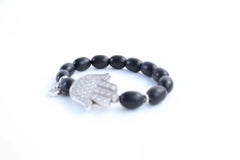 Aspery & Guldag Black 14k Hamsa X Heart Bead Bracelet 12mr0312