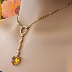 Aspery & Guldag Citrine & Diamond Pendant Necklace in 18k Rose Gold