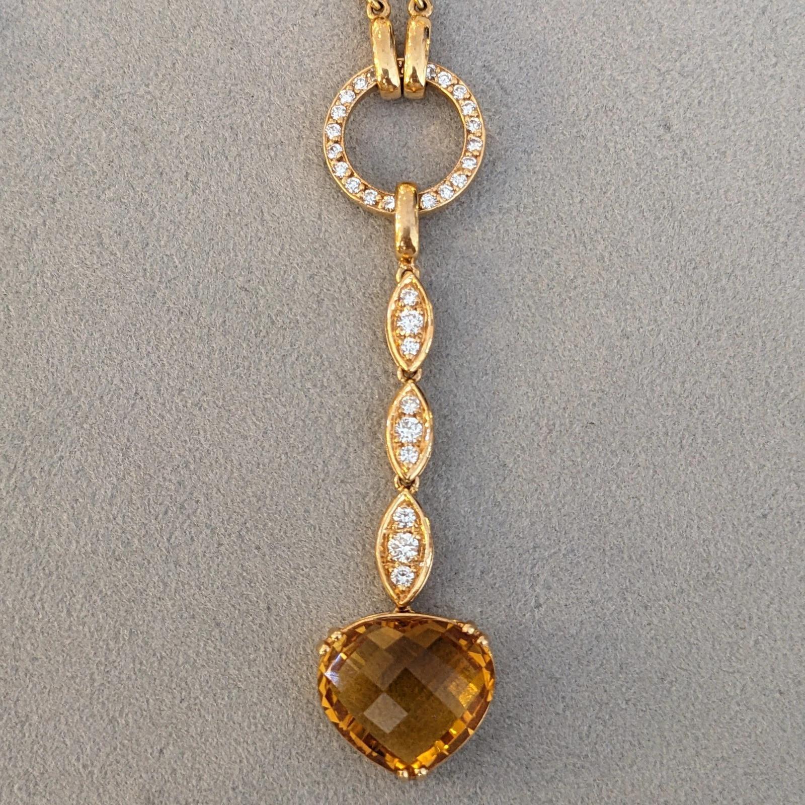 Aspery & Guldag Citrin & Diamant-Anhänger Halskette in 18k Rose Gold im Zustand „Hervorragend“ im Angebot in La Jolla, CA