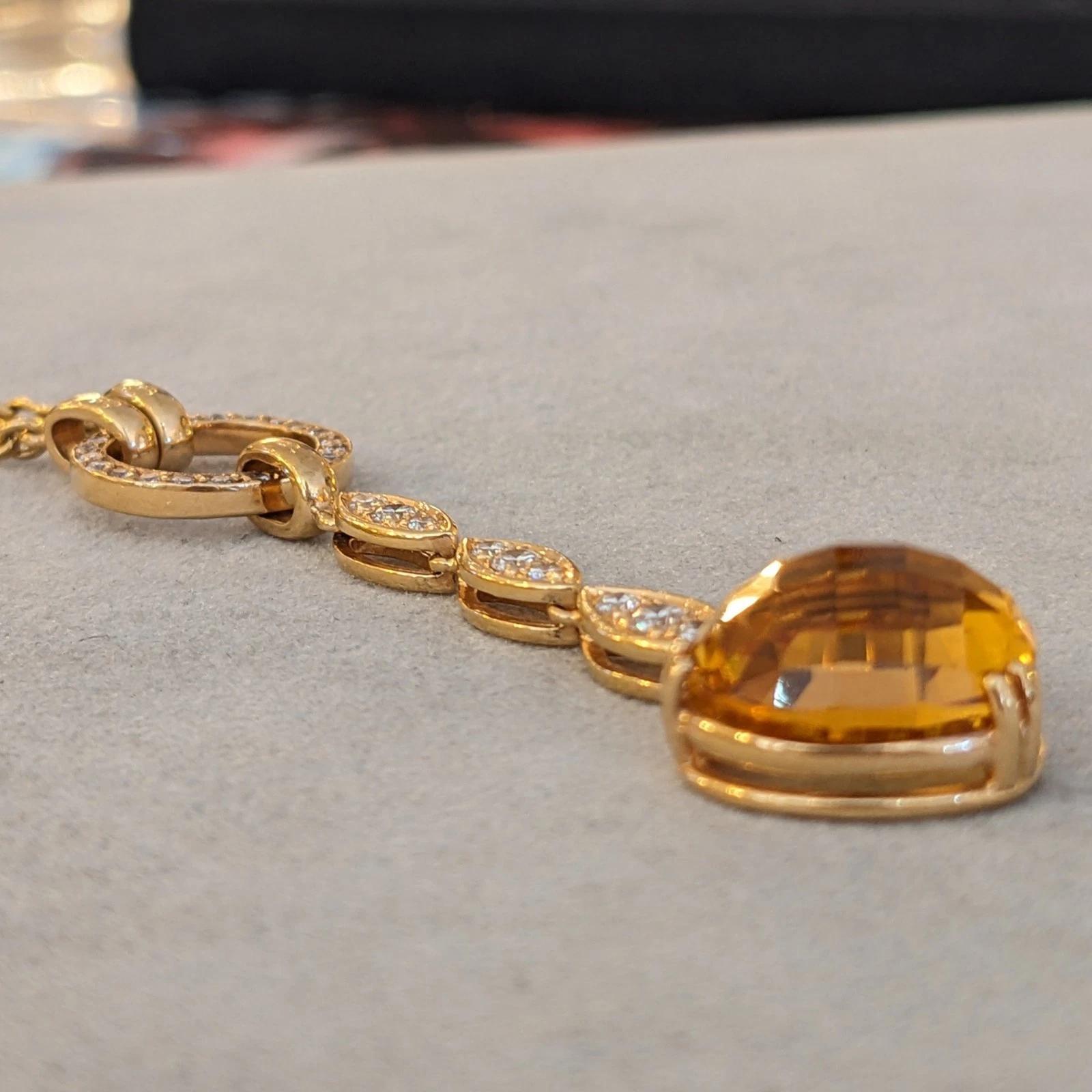 Aspery & Guldag Citrin & Diamant-Anhänger Halskette in 18k Rose Gold Damen im Angebot