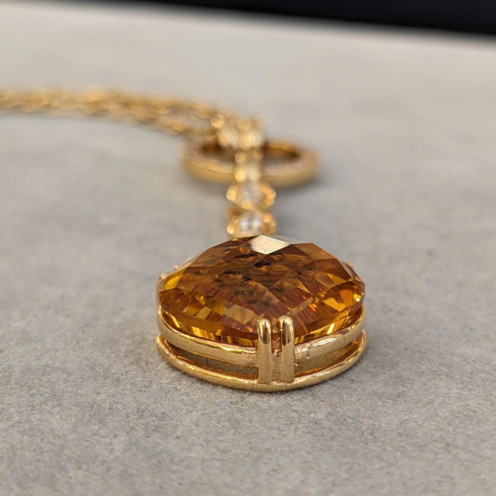 Aspery & Guldag Citrin & Diamant-Anhänger Halskette in 18k Rose Gold im Angebot 1