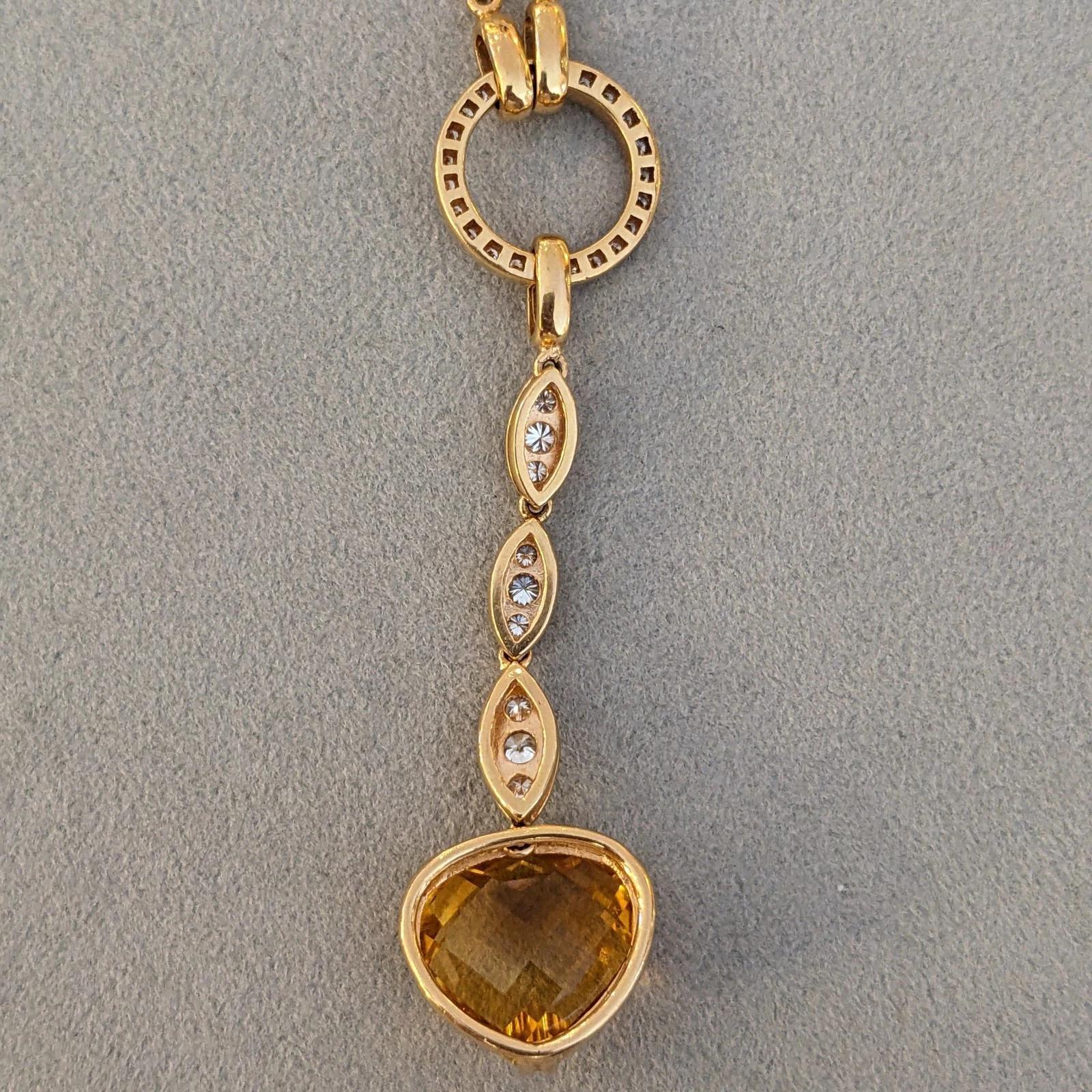 Aspery & Guldag Citrin & Diamant-Anhänger Halskette in 18k Rose Gold im Angebot 2