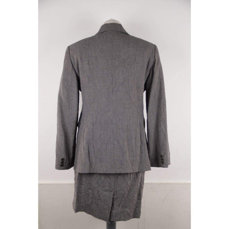 ASPESI BLU Gray Wool Blend SUIT BLAZER Jacket And Pencil SKIRT Set Sz 44 IT  For Sale at 1stDibs