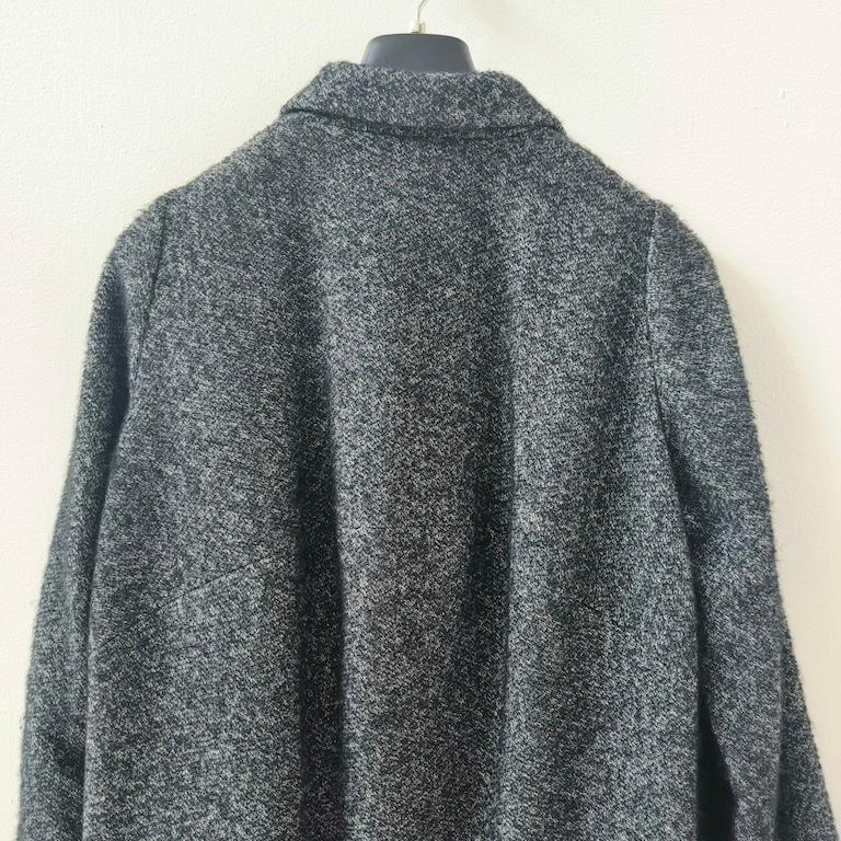 Aspesi Charcoal Bouclé Wool Oversized Coat with Notch Lapels in vendita 5