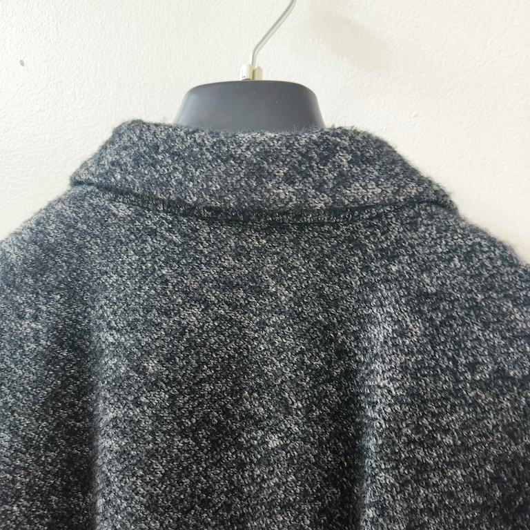Aspesi Charcoal Bouclé Wool Oversized Coat with Notch Lapels in vendita 8