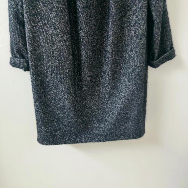 Aspesi Charcoal Bouclé Wool Oversized Coat with Notch Lapels in vendita 9