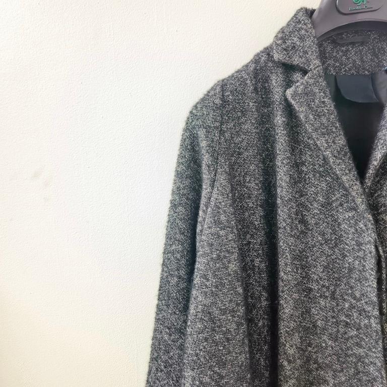 Black Aspesi Charcoal Bouclé Wool Oversized Coat with Notch Lapels in vendita