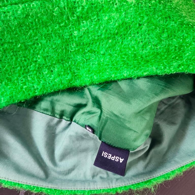 Aspesi Emerald-Green Bouclé Wool Mini Skirt, IT 38 en venta 8