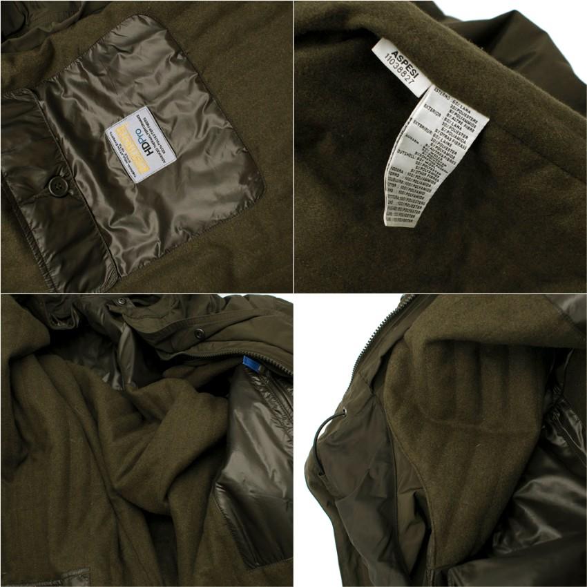 Aspesi Khaki Green Hooded 2in1 Rain Jacket - Size XL In New Condition For Sale In London, GB