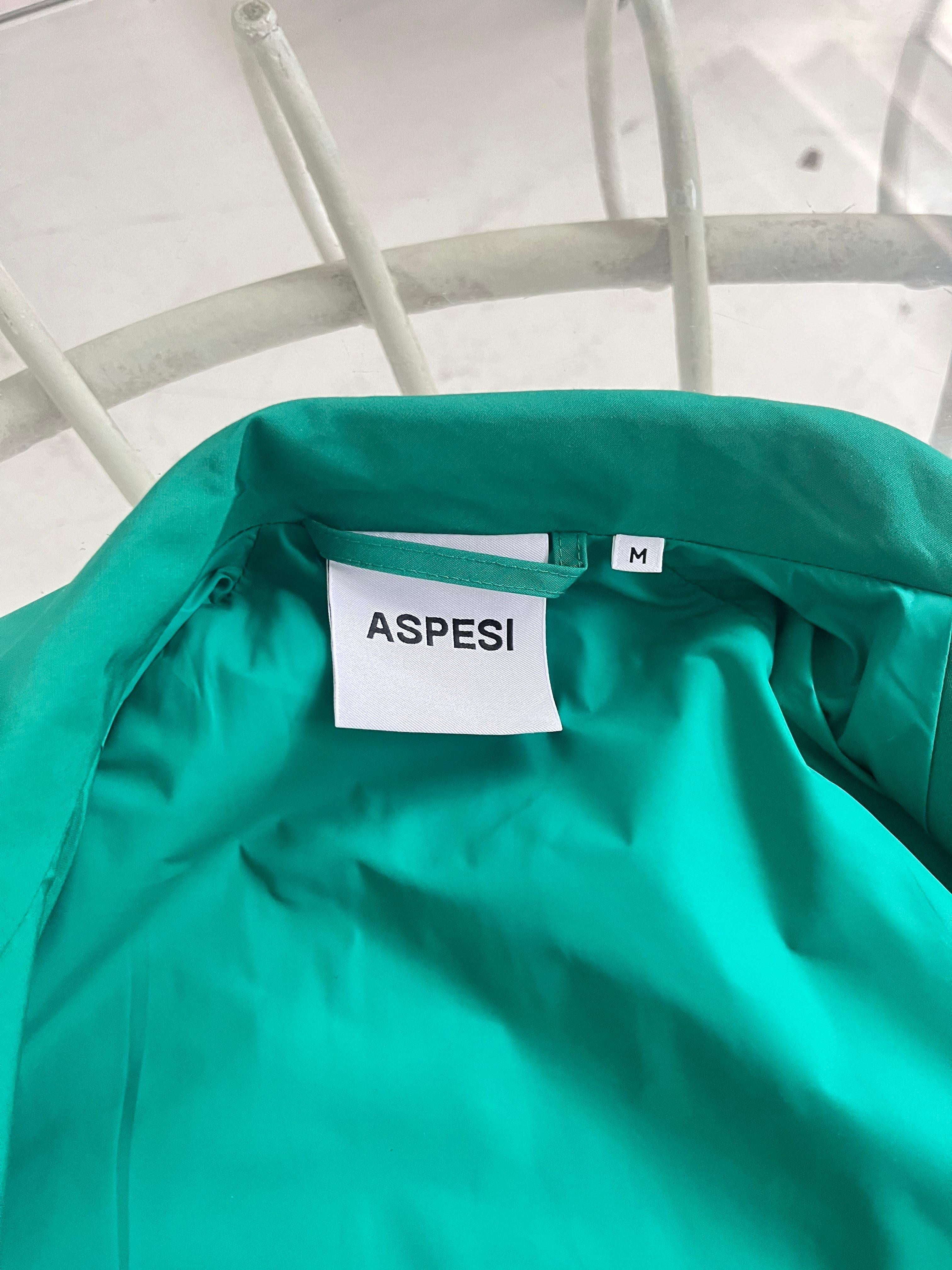 Aspesi “Mostacciolo” Emerald Green Technical Coat – Minimalist Italian Icon In condizioni buone in vendita a Milano, IT