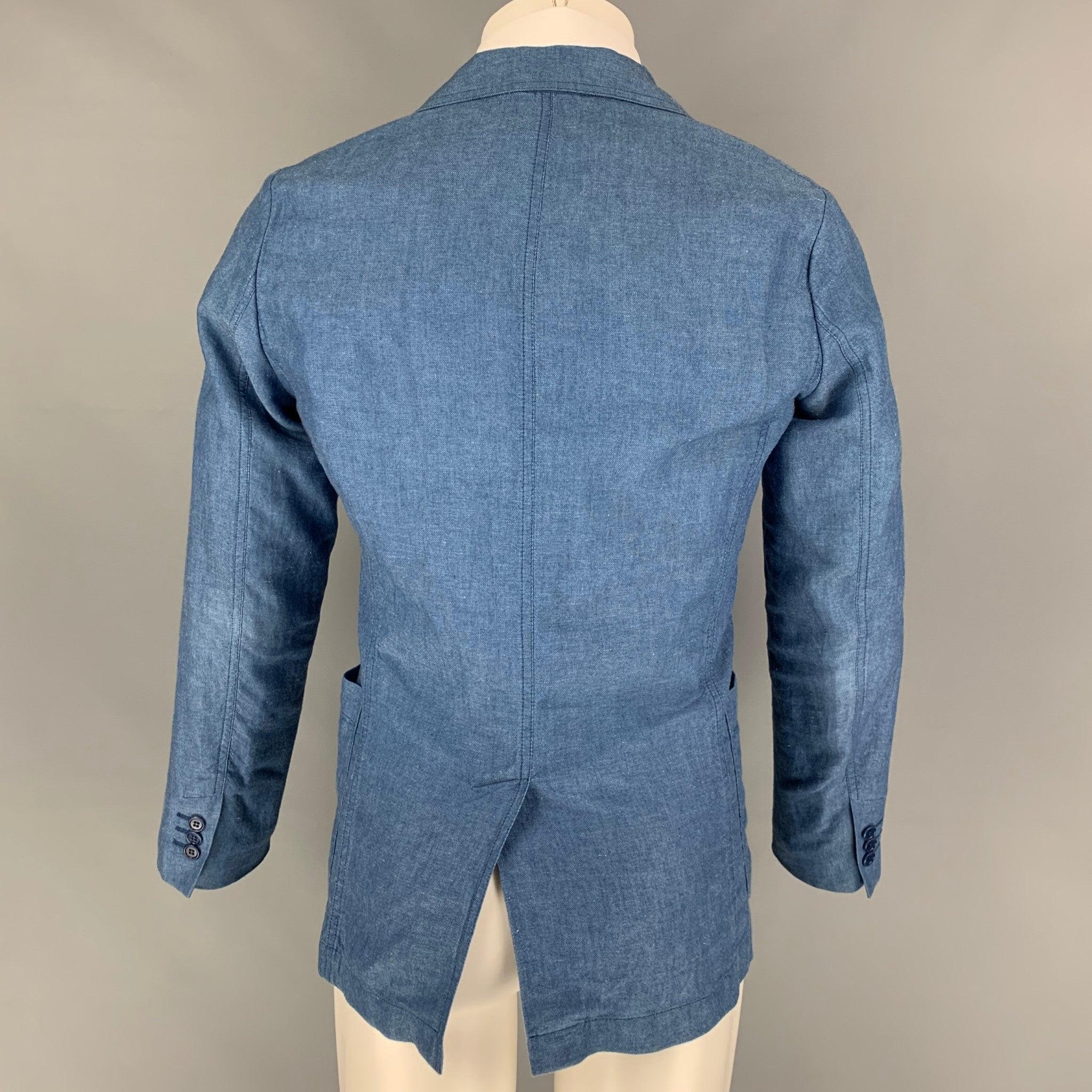 ASPESI Size XS Blue Cotton Linen Notch Lapel Sport Coat In Good Condition For Sale In San Francisco, CA