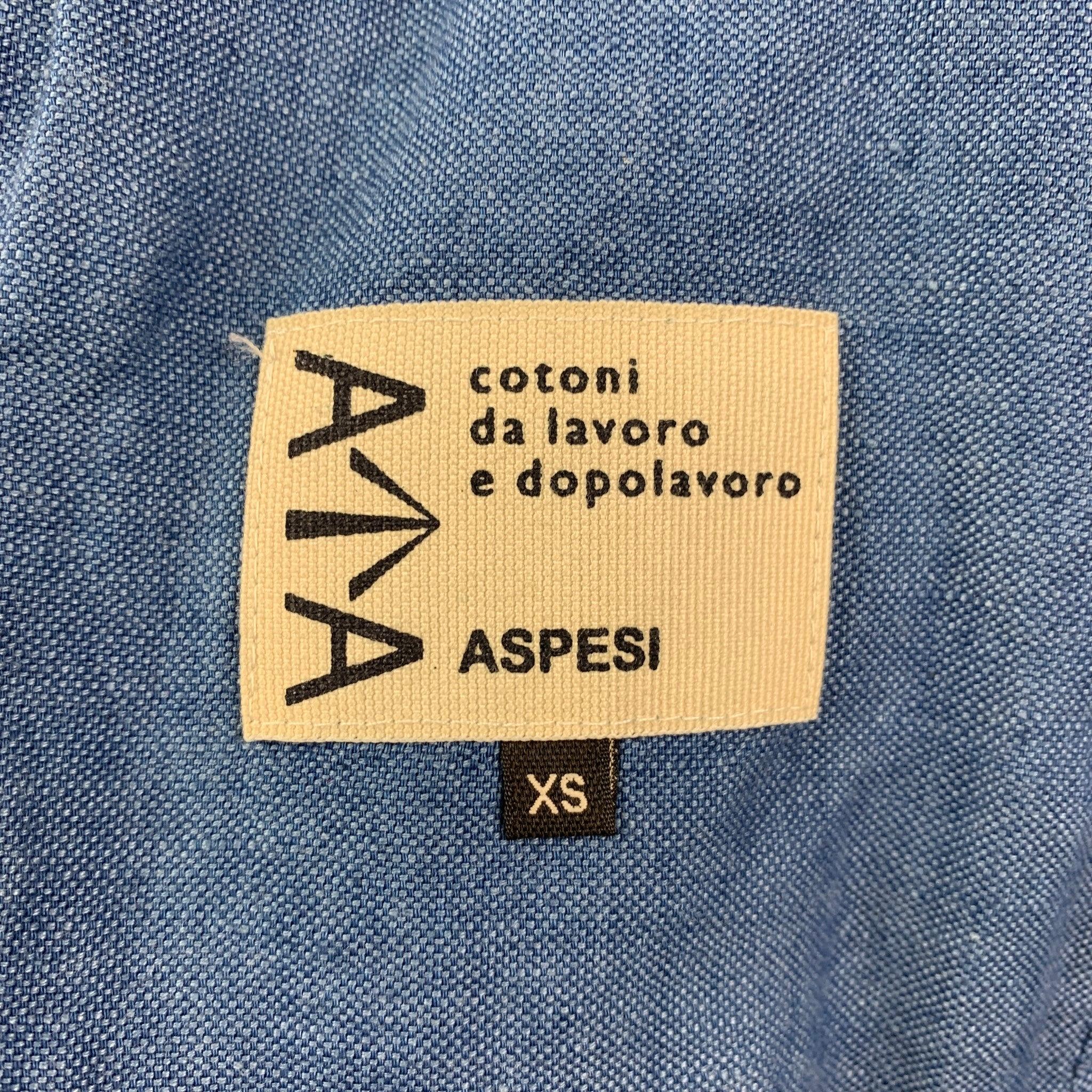 ASPESI Size XS Blue Cotton Linen Notch Lapel Sport Coat For Sale 2