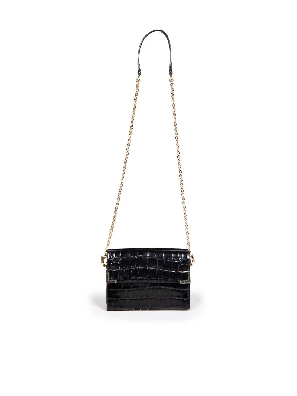 Women's Aspinal of London Black Croc Embossed Chelsea Bag