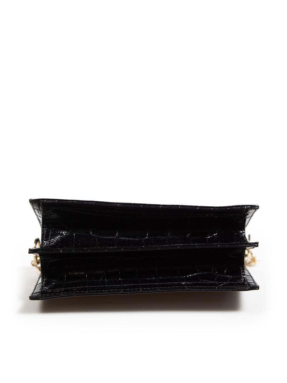 Aspinal of London Black Croc Embossed Chelsea Bag 1