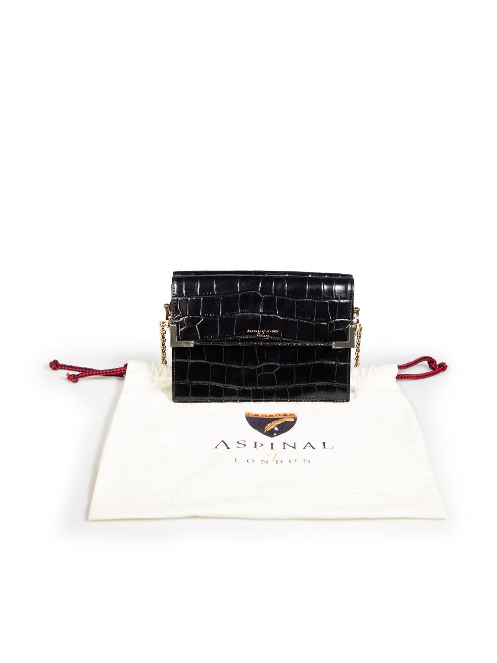 Aspinal of London Black Croc Embossed Chelsea Bag 4