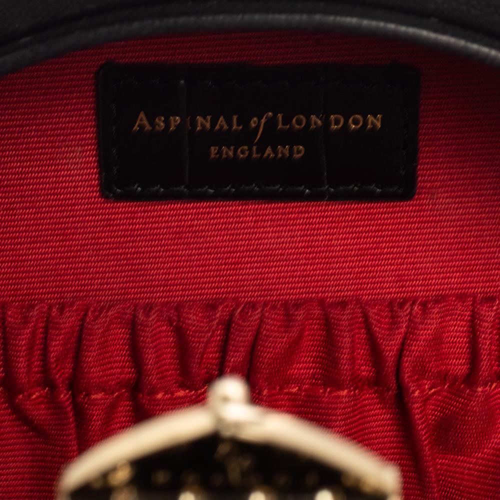 Bolso de hombro Aspinal of London con caja de sombreros de piel grabada en cocodrilo negro 8